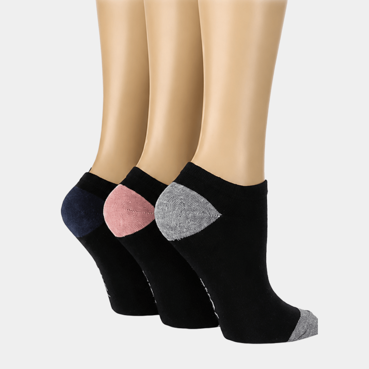Ladies 3pk Contrast Heel Trainer Socks from You Know Who's