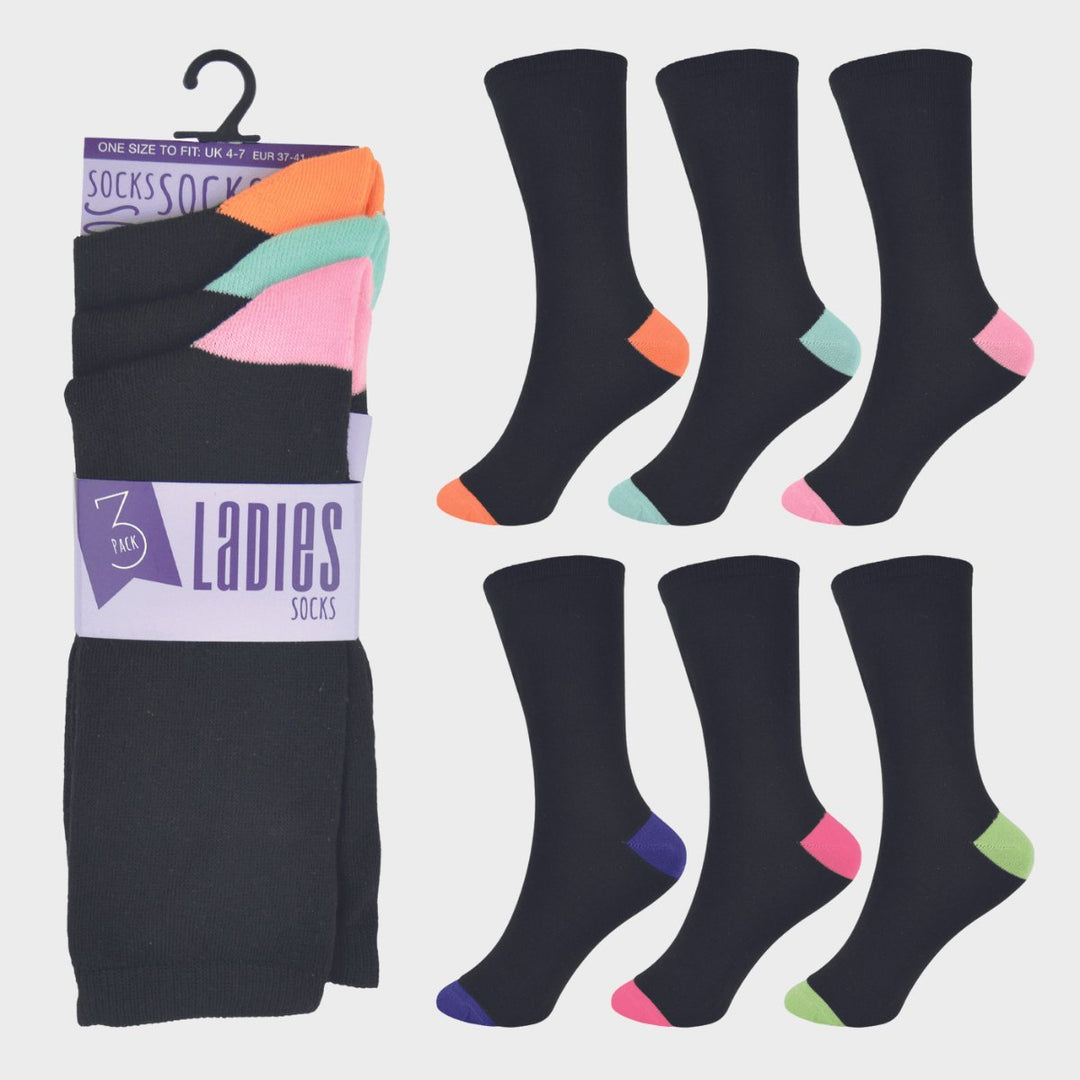 Ladies 3pk Contrast Socks from You Know Who's