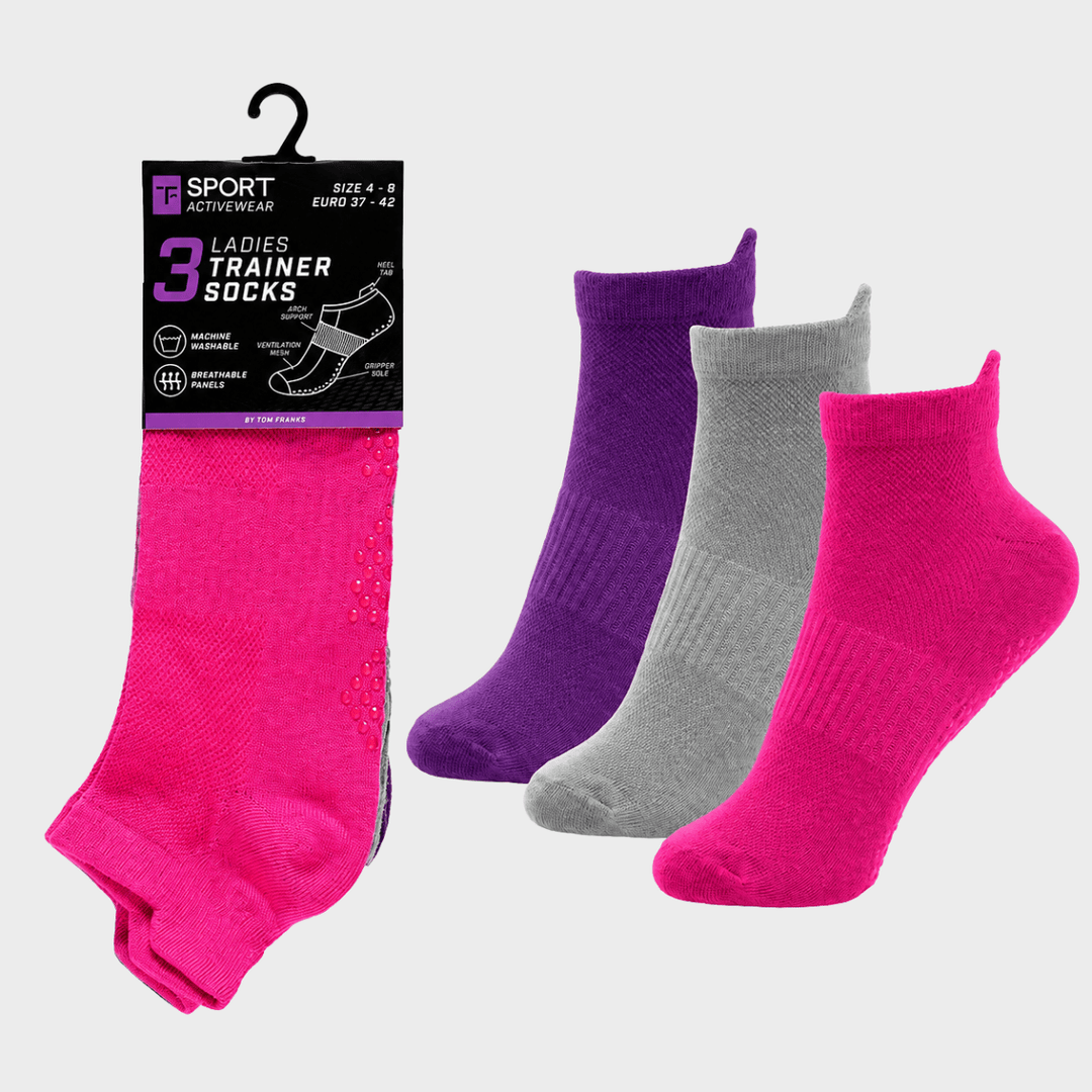 Ladies 3pk Gym Socks With Grip from You Know Who's