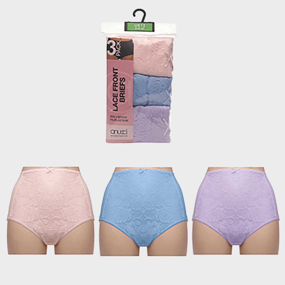 Ladies 3PK Lace Front Briefs from You Know Who's