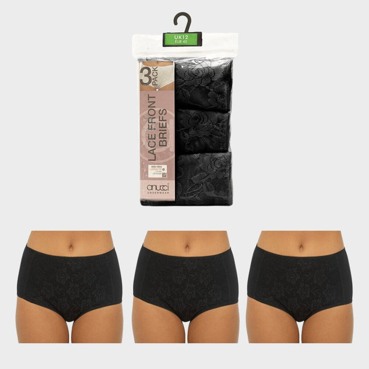 Ladies 3PK Lace Front Briefs from You Know Who's