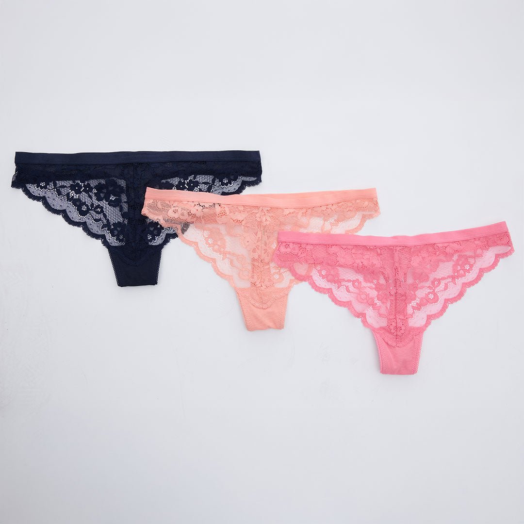 Ladies 3pk Lace Thongs from You Know Who's