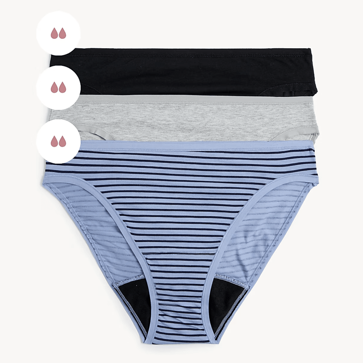 Ladies 3pk Light Protection Period High Leg Briefs from You Know Who's