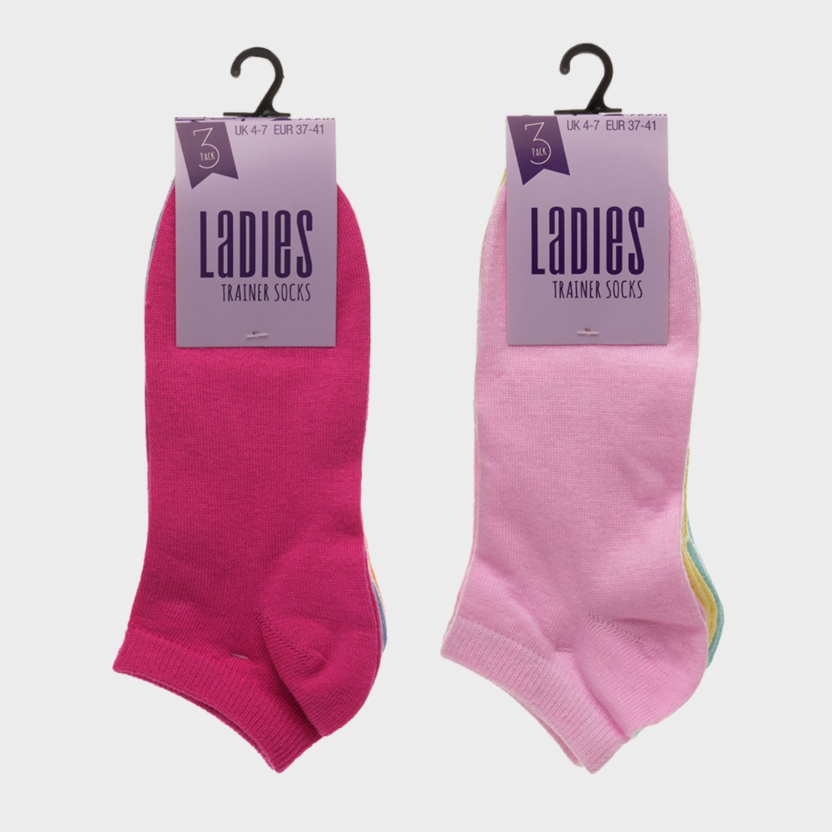 Ladies 3pk Pastel Trainer Socks from You Know Who's