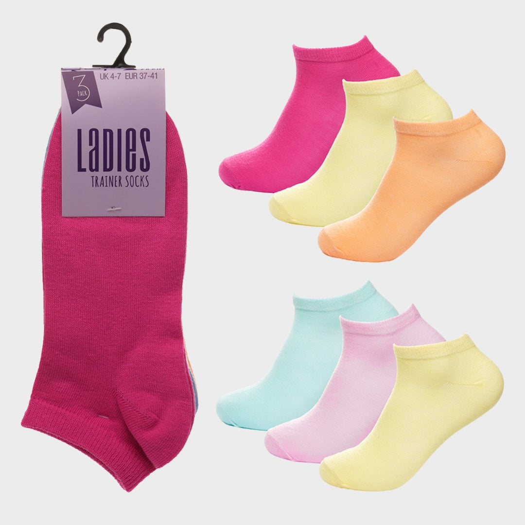 Ladies 3pk Pastel Trainer Socks from You Know Who's