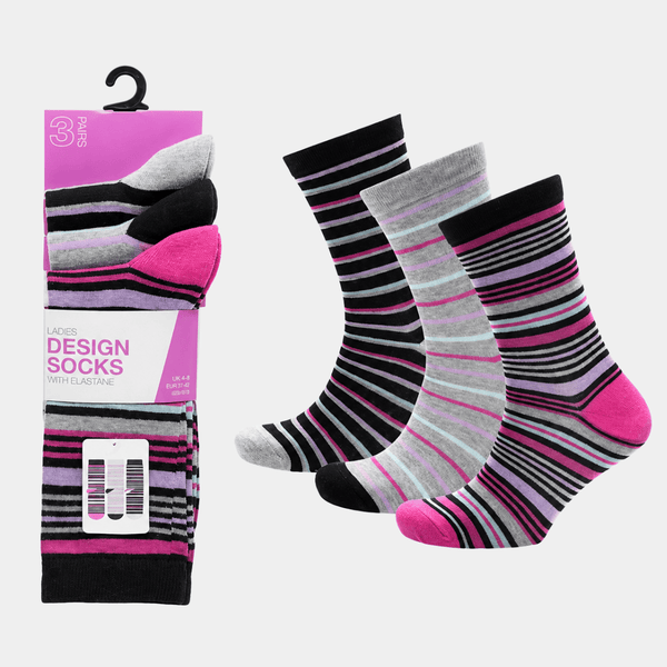 Ladies 3pk Stripe Socks from You Know Who's