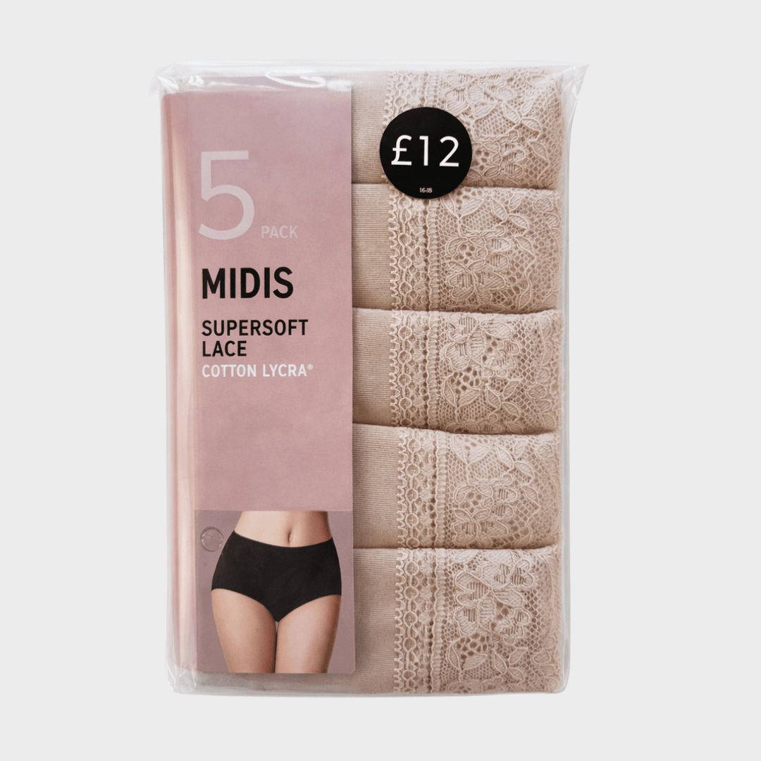 Ladies 5PK Lace Midi Brief from You Know Who's