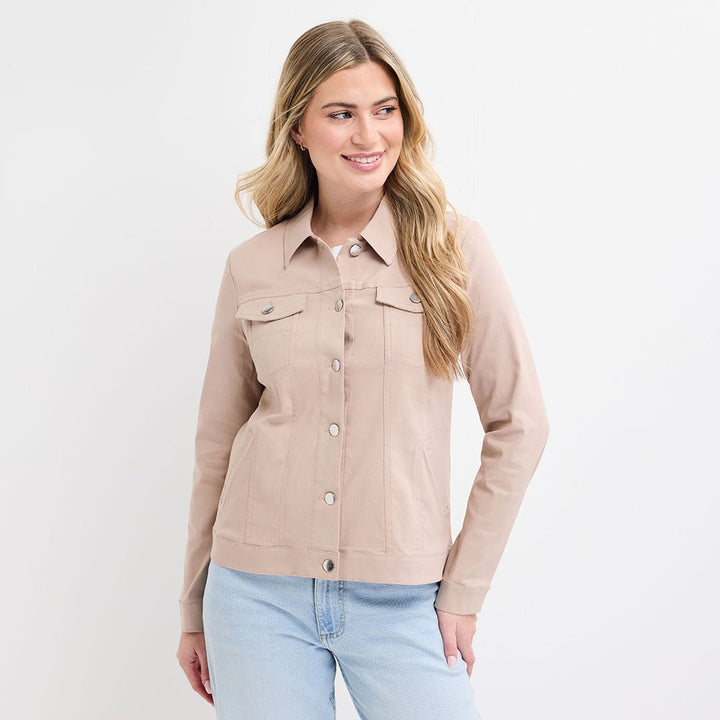 Ladies Almond Stretch Denim Jacket from You Know Who's