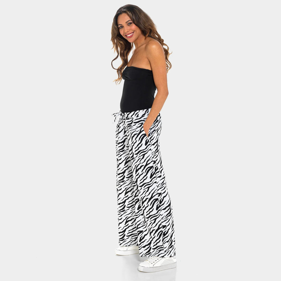 Ladies Animal Print Wide Leg Linen Trouser from You Know Who's