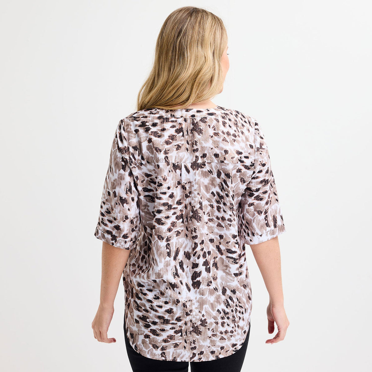 Ladies Animal Printed V - neck Buttoned Blouse from You Know Who's