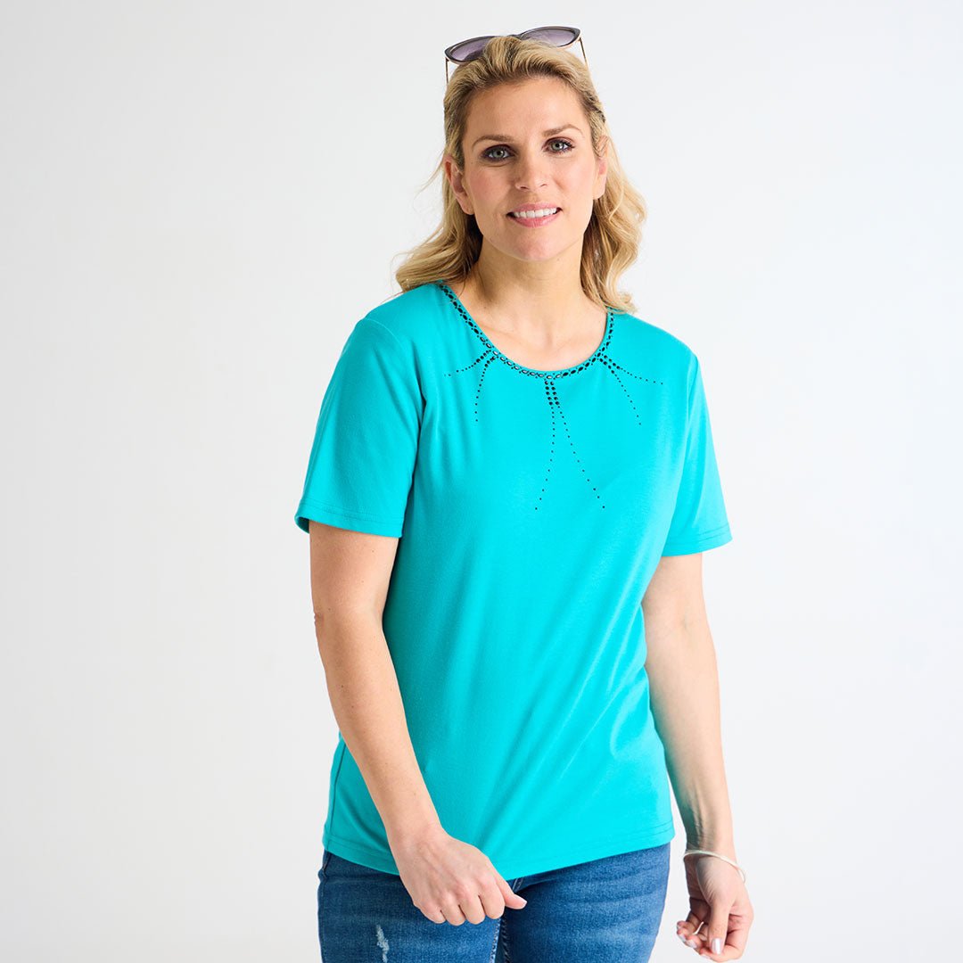 Ladies Beaded Neck T-Shirt from You Know Who's