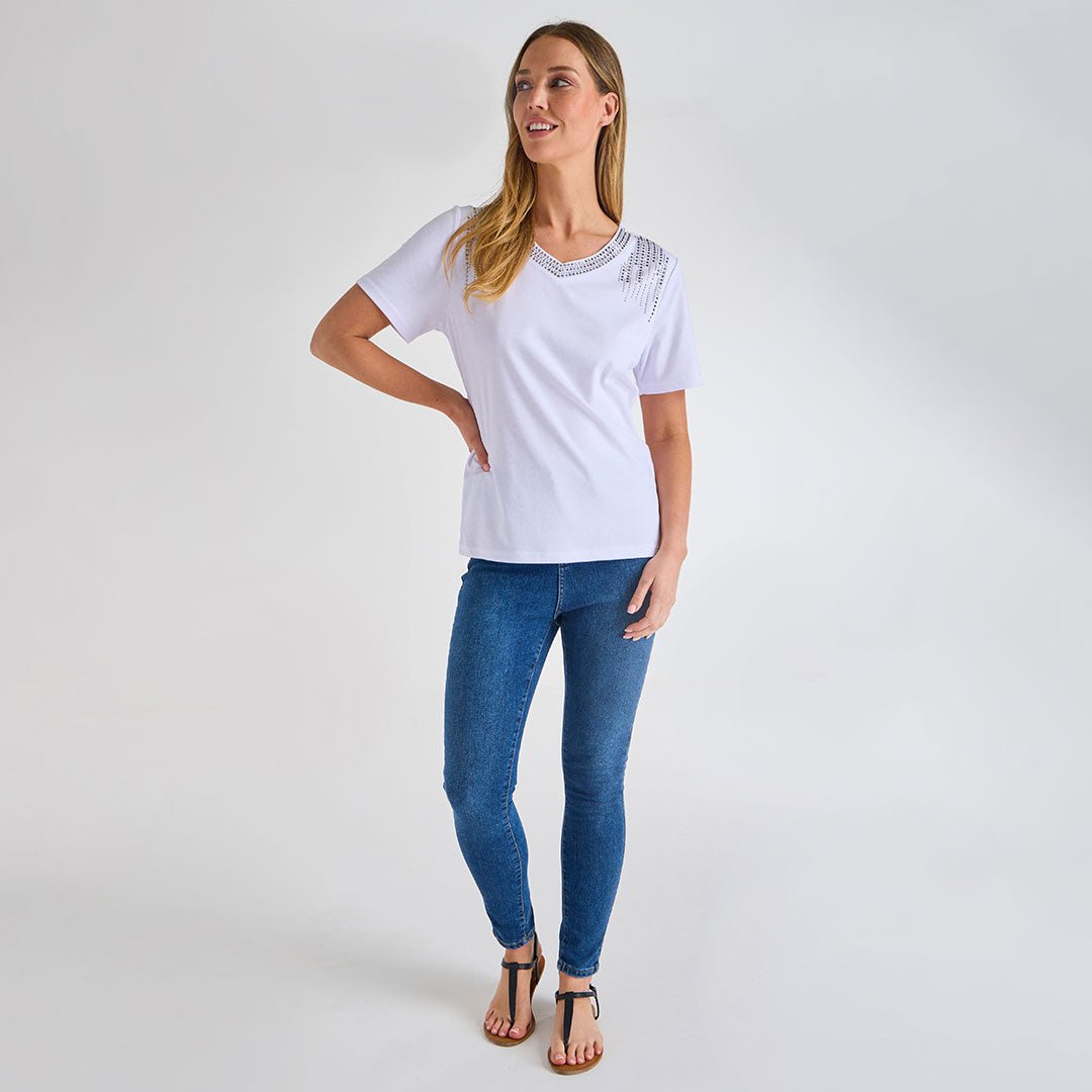 Ladies Beaded Neck T-Shirt from You Know Who's