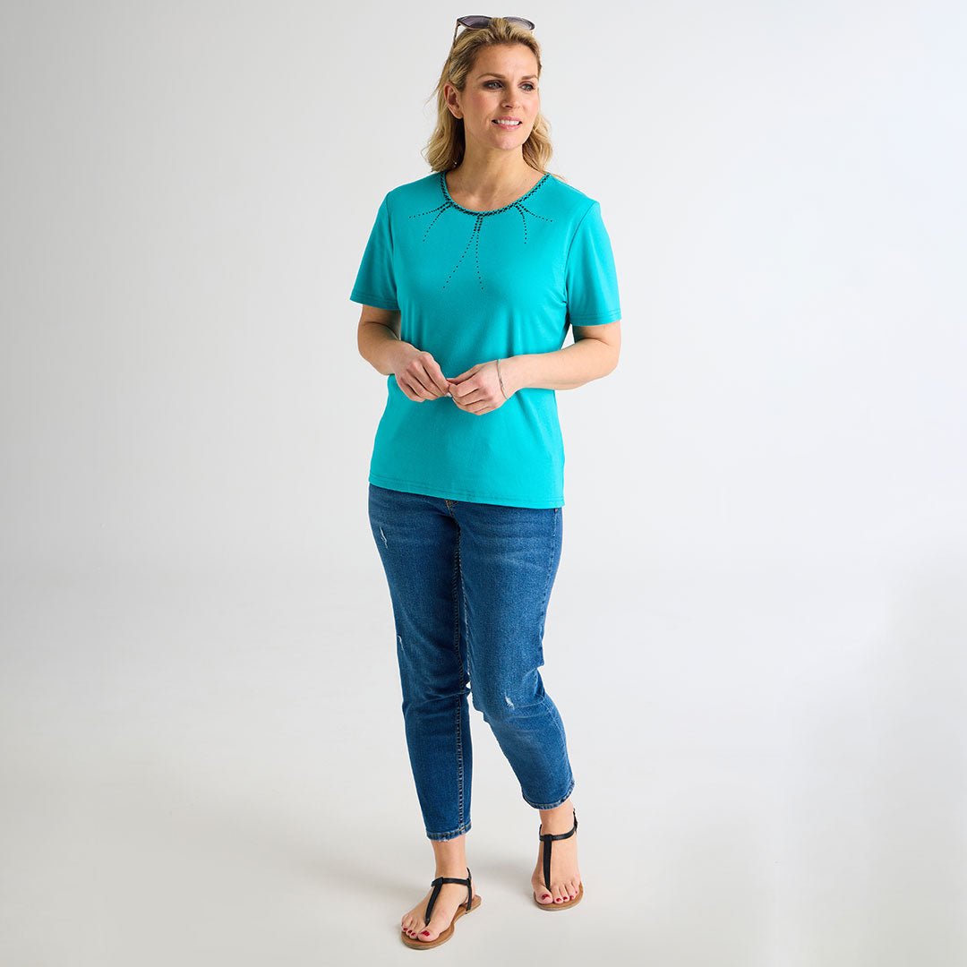 Ladies Beaded Neck T-Shirt from You Know Who's