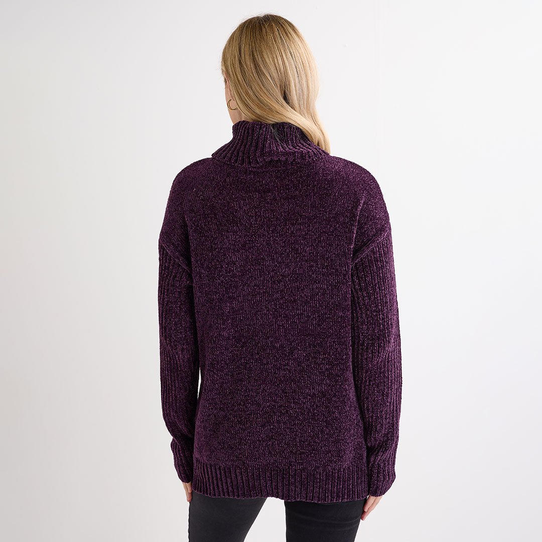 Ladies Beetroot Roll Neck Knitted Jumper from You Know Who's