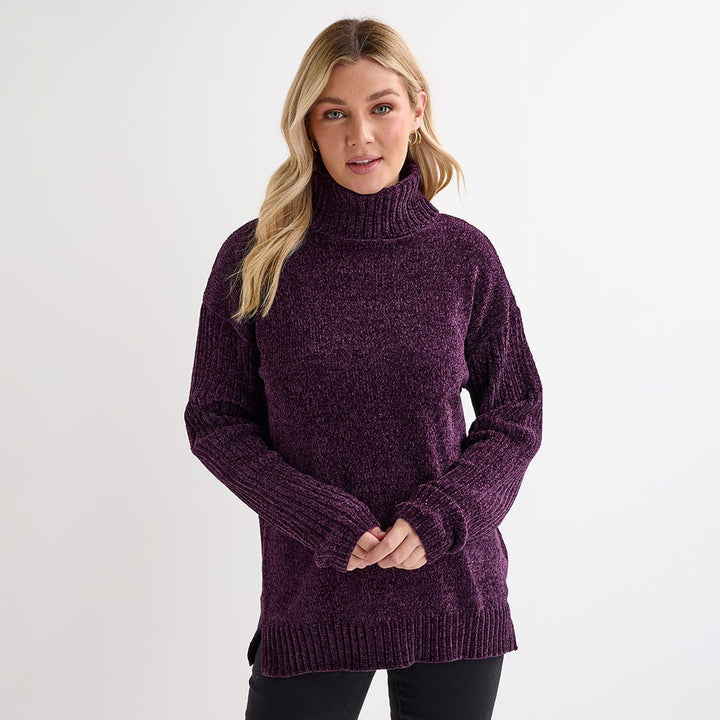 Ladies Beetroot Roll Neck Knitted Jumper from You Know Who's