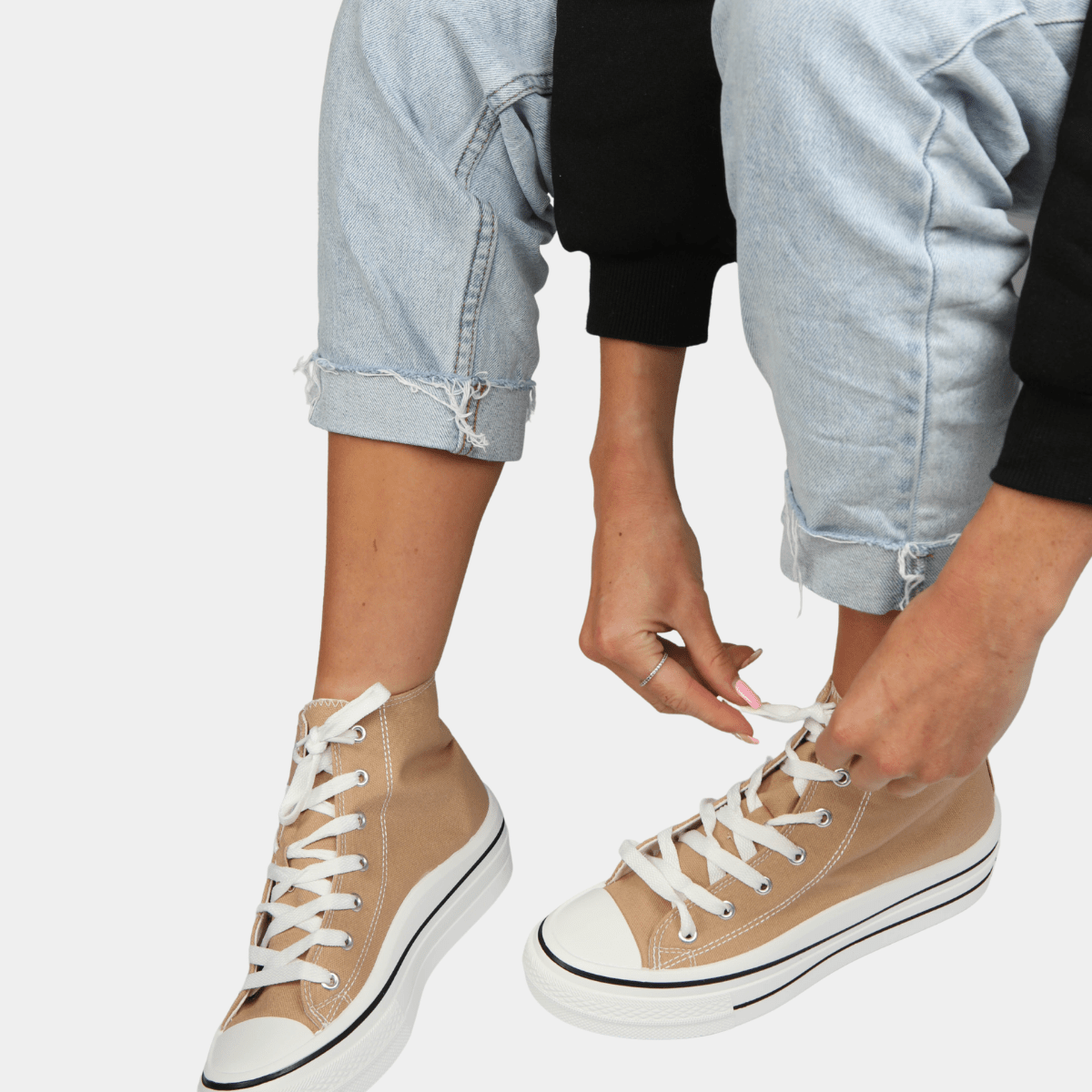 Ladies Beige High Top Trainer from You Know Who's