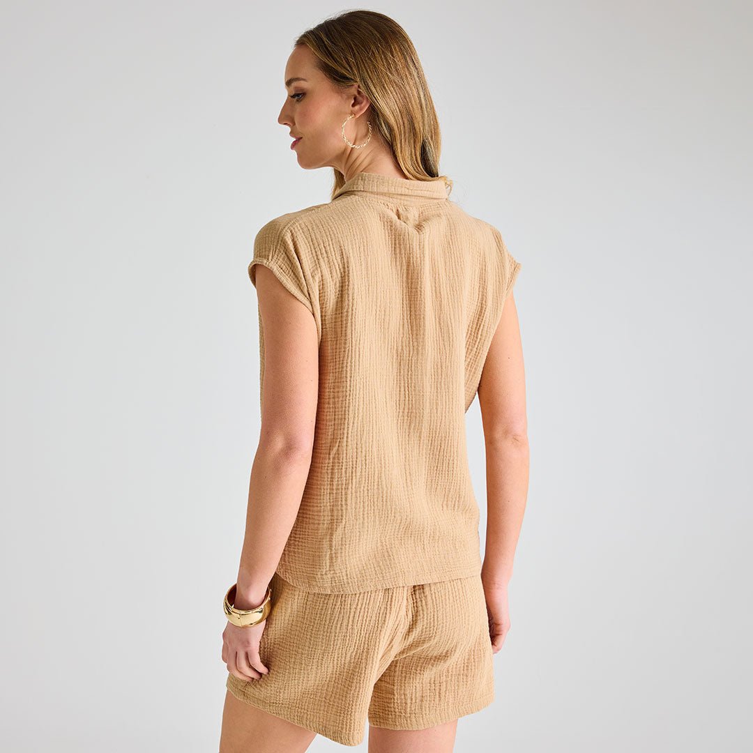Ladies Beige Sleeveless Shirt from You Know Who's