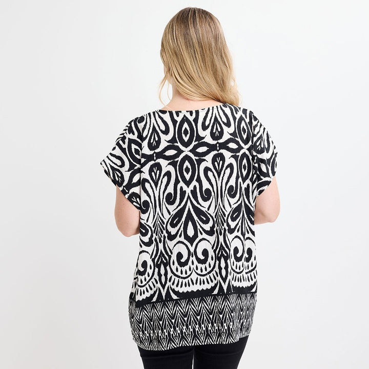 Ladies Black Abstract Printed Top from You Know Who's