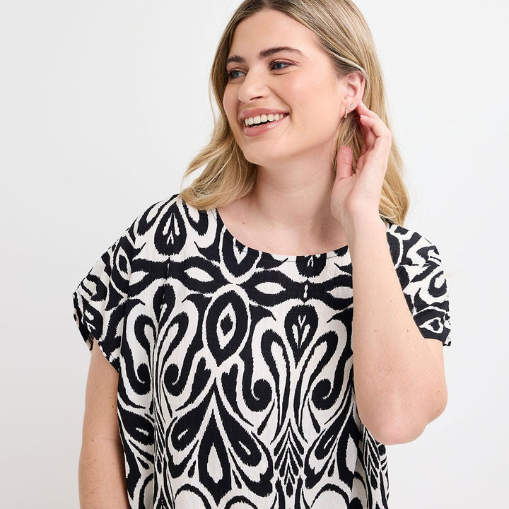 Ladies Black Abstract Printed Top from You Know Who's