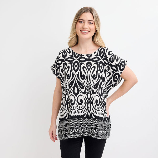 Ladies Black Abstract Printed Top from You Know Who's