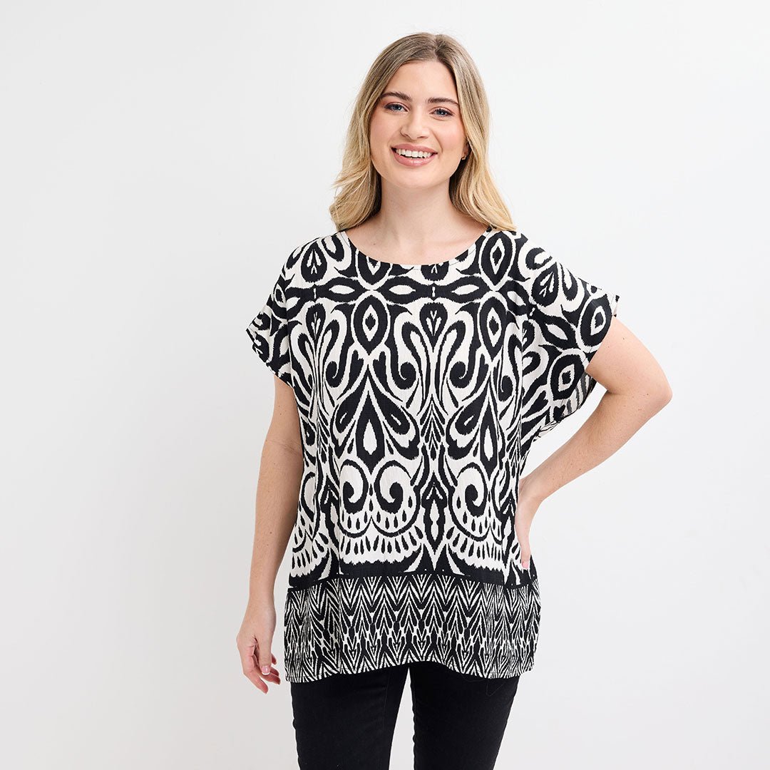 Ladies Black Abstract Printed Top from You Know Who's