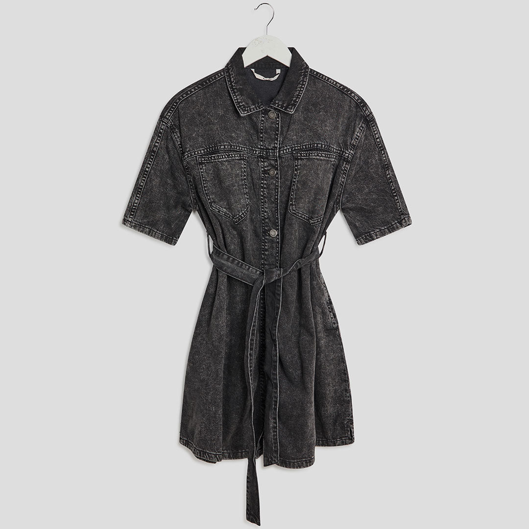 Ladies Black Acid Wash Denim Dress from You Know Who's