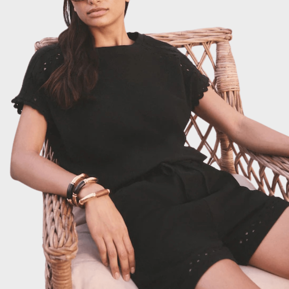 Ladies Black Bubble Hem Tie Top from You Know Who's