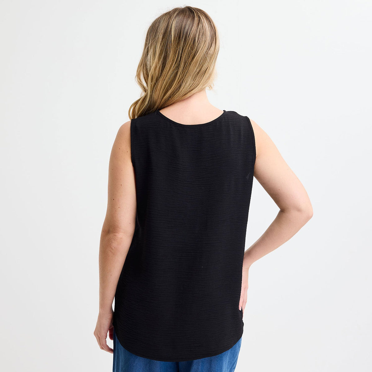 Ladies Black Button Front Sleeveless Top from You Know Who's