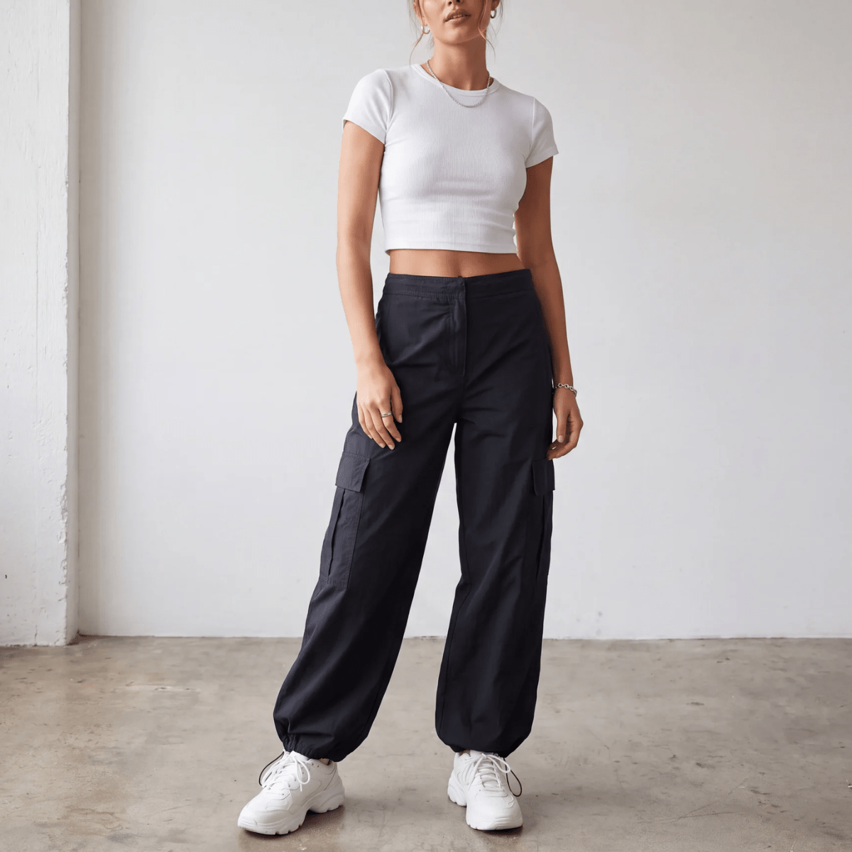 Ladies Black Cargo Parachute Trouser from You Know Who's