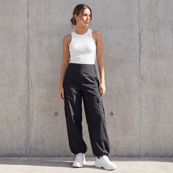 Ladies Black Cargo Parachute Trouser from You Know Who's