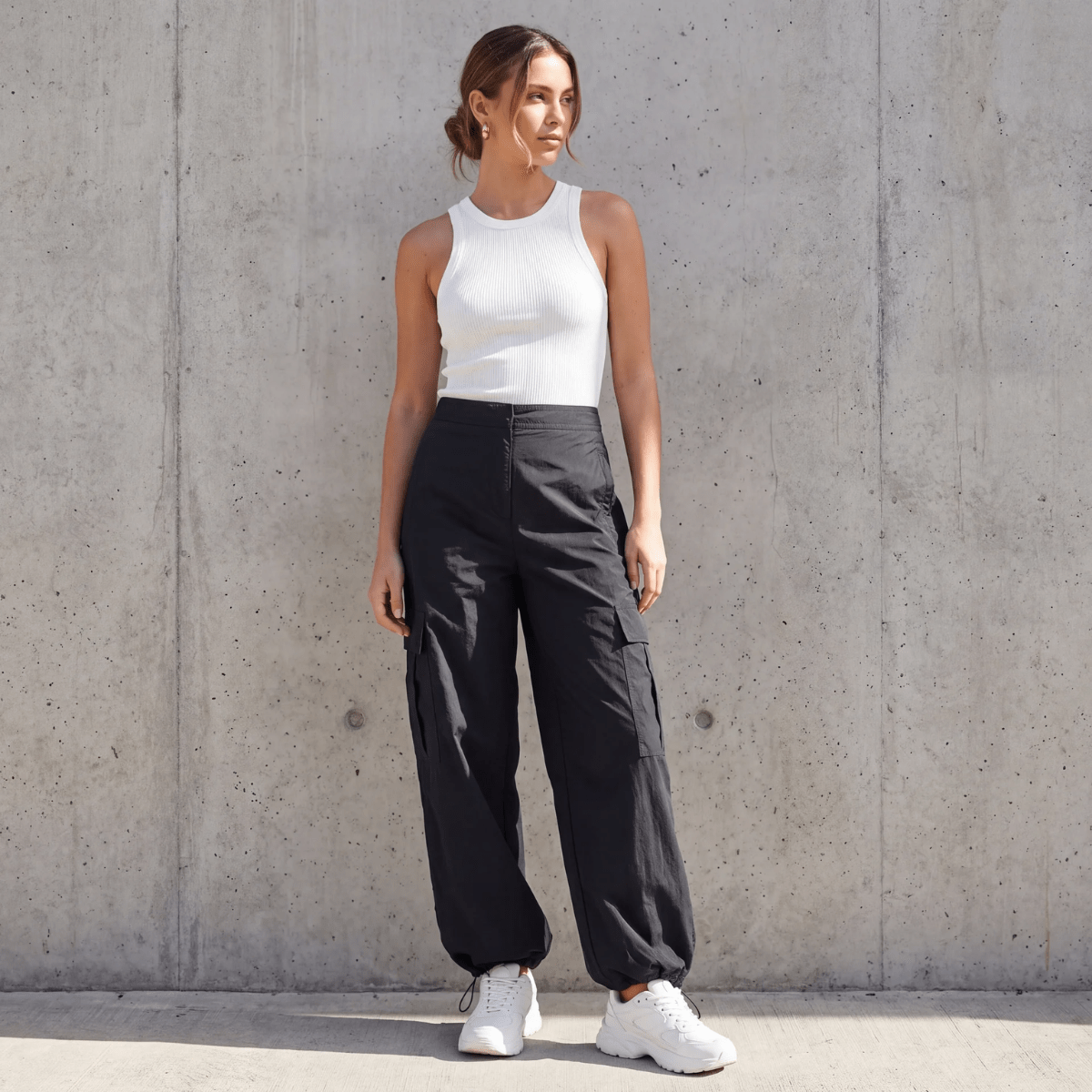 Ladies Black Cargo Parachute Trouser from You Know Who's