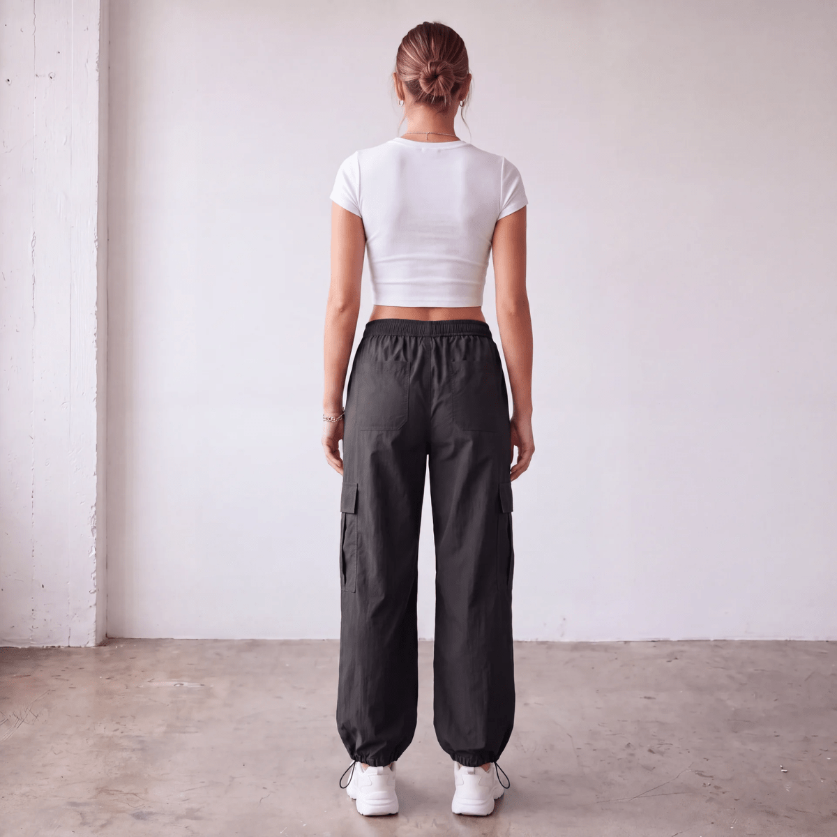 Ladies Black Cargo Parachute Trouser from You Know Who's