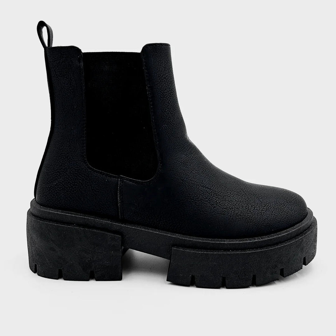 Ladies Black Chunky Chelsea Boot from You Know Who's