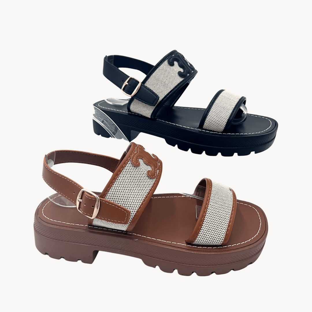 Ladies Black Contrast Platform Sandal from You Know Who's