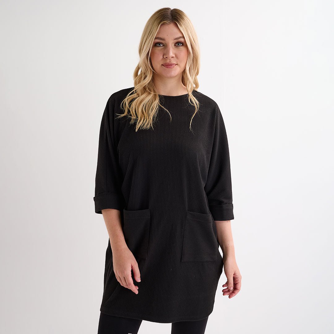 Ladies Black Cord Pocket Tunic from You Know Who's