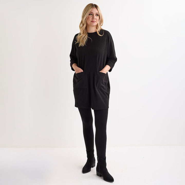 Ladies Black Cord Pocket Tunic from You Know Who's