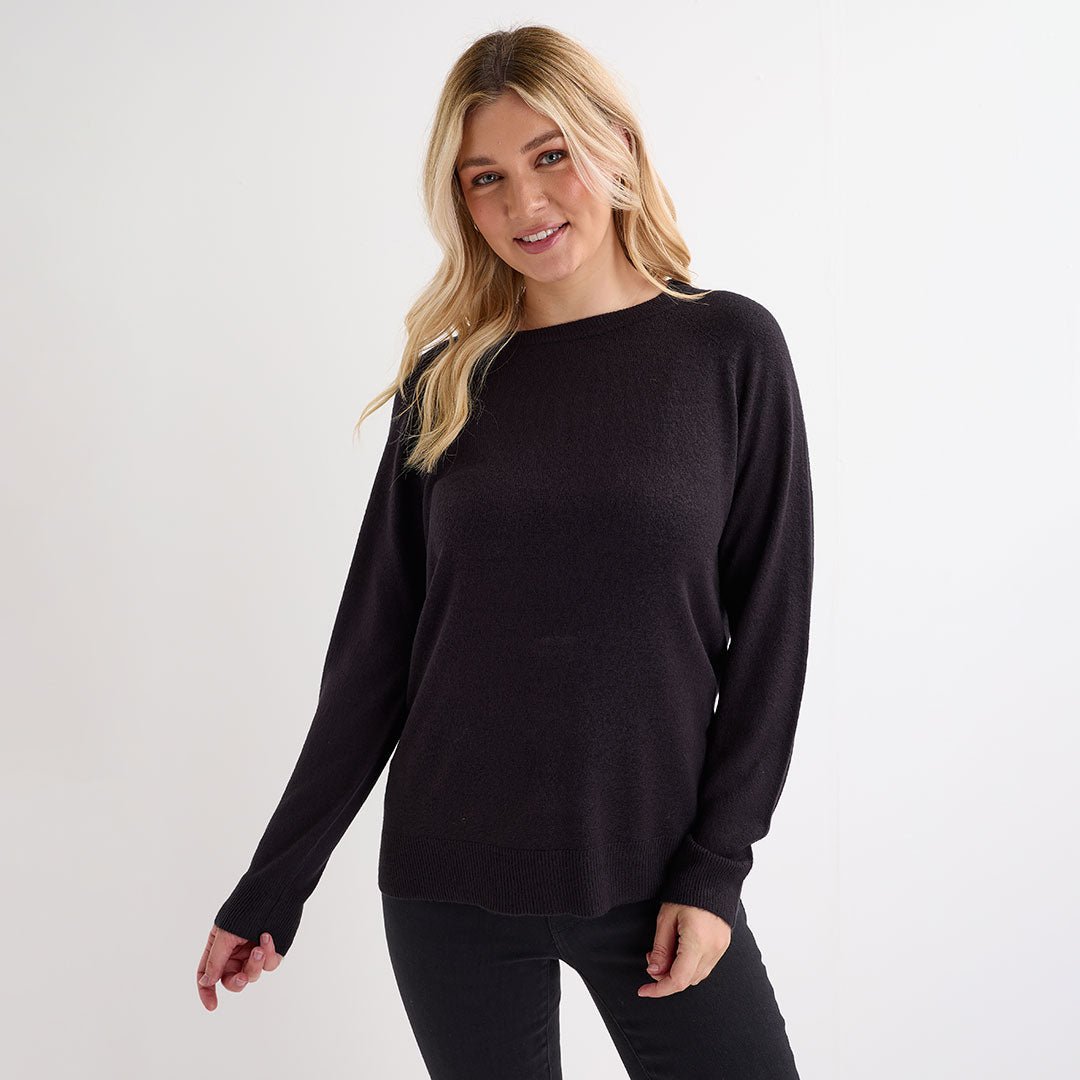 Ladies Black Crew Cashlike Jumper from You Know Who's
