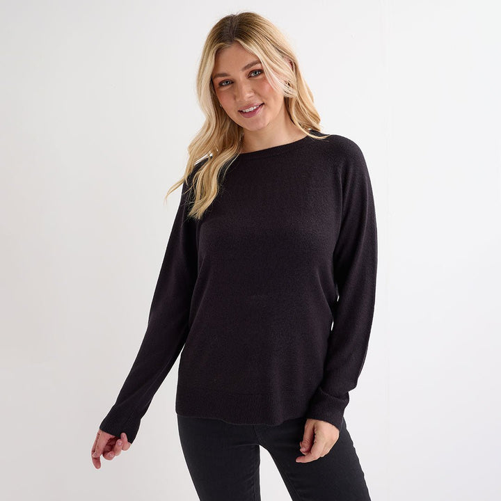 Ladies Black Crew Cashlike Jumper from You Know Who's