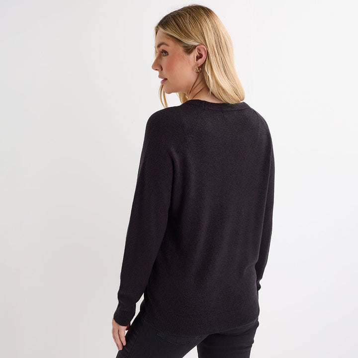 Ladies Black Crew Cashlike Jumper from You Know Who's