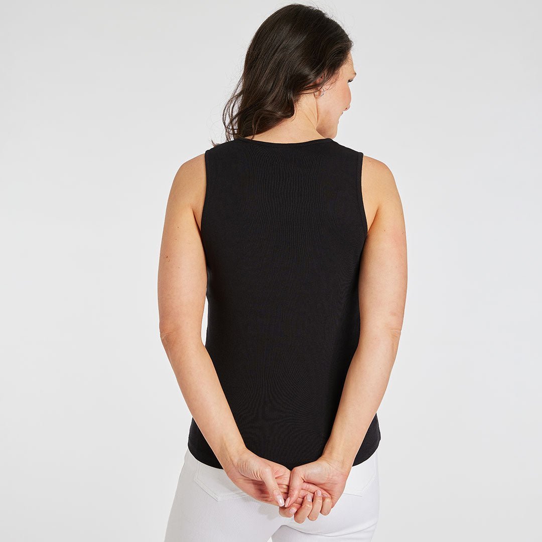 Ladies Black Crew Neck Vest from You Know Who's