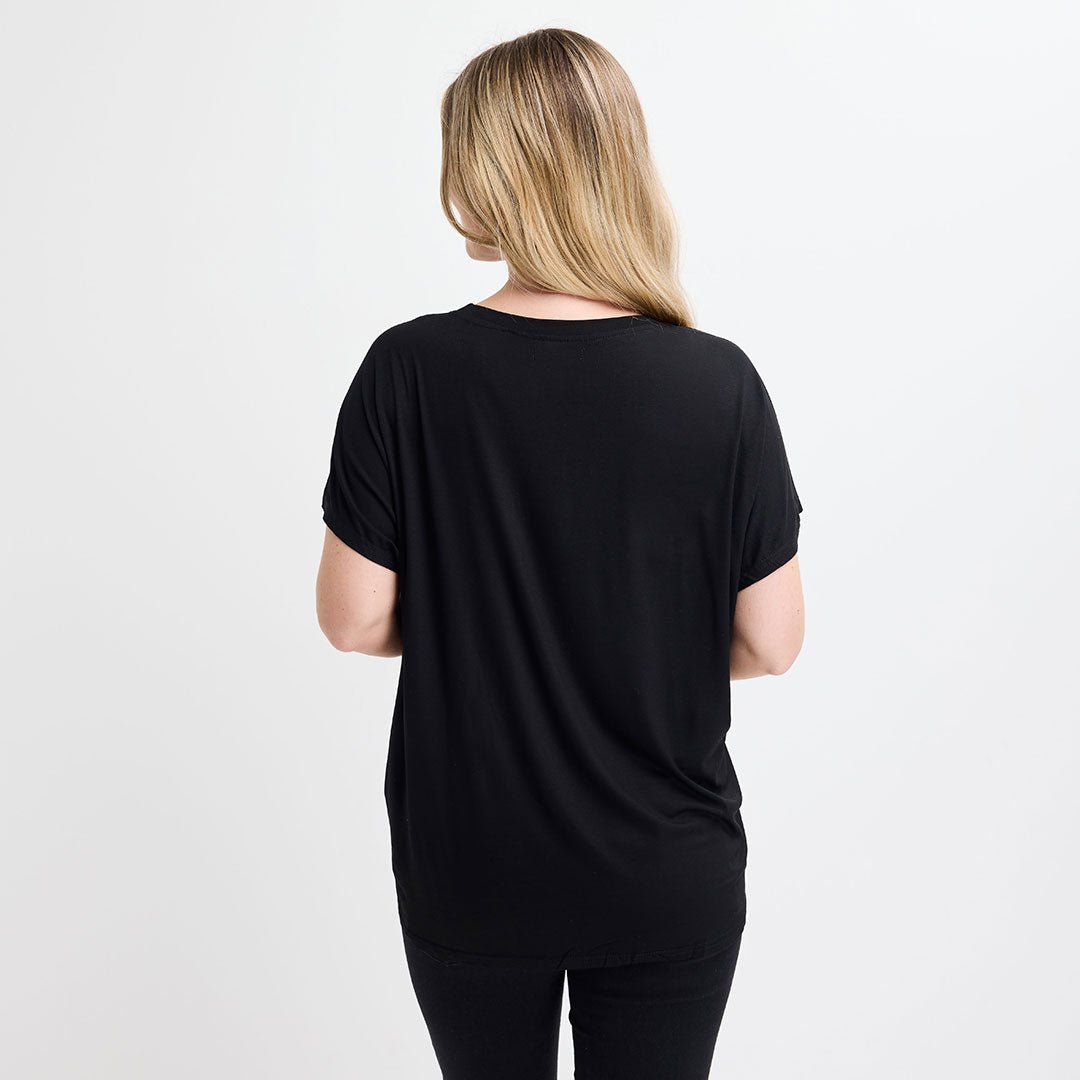 Ladies Black Daisy Diamonte Top from You Know Who's
