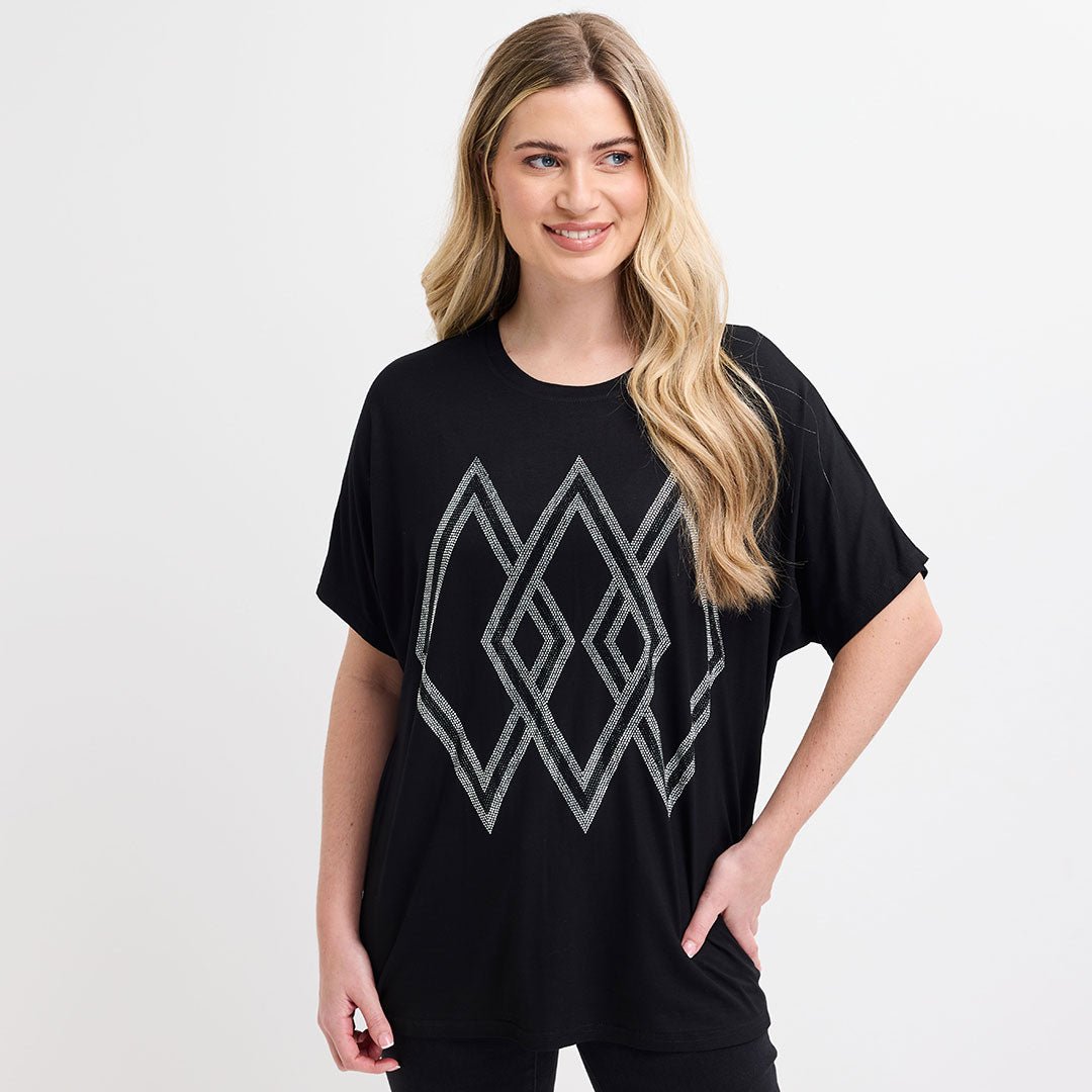 Ladies Black Diamond Diamonte Top from You Know Who's