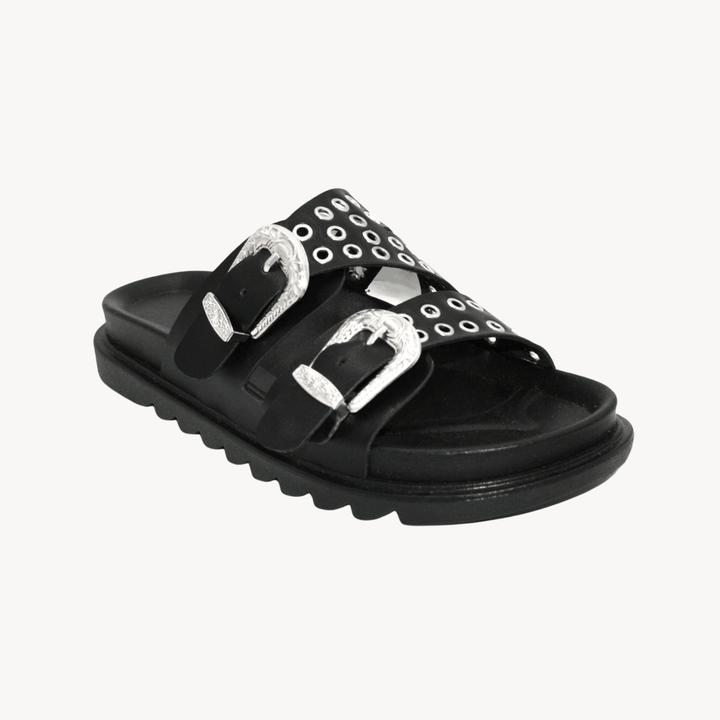 Ladies Black Double Buckle Slider from You Know Who's