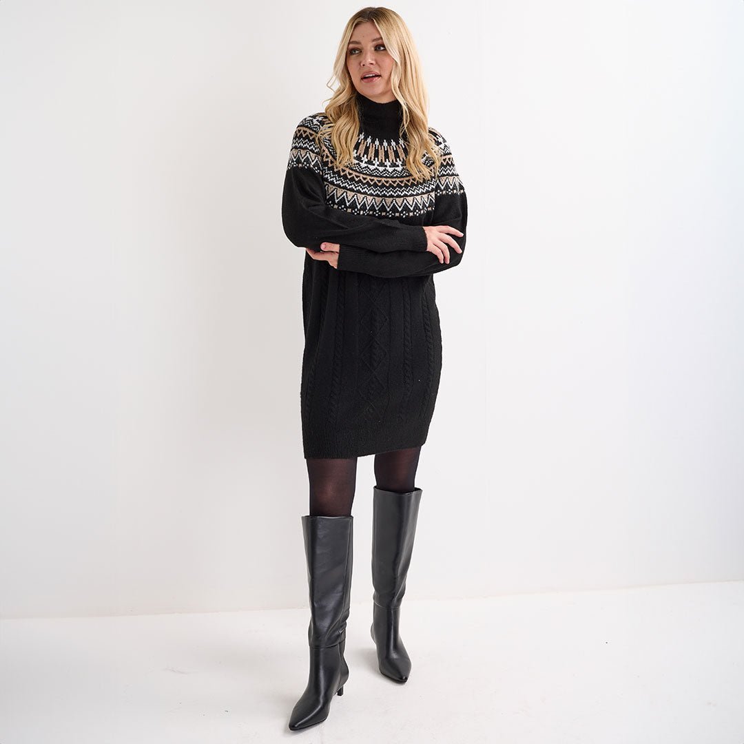 Ladies Black Fairisle Dress from You Know Who's
