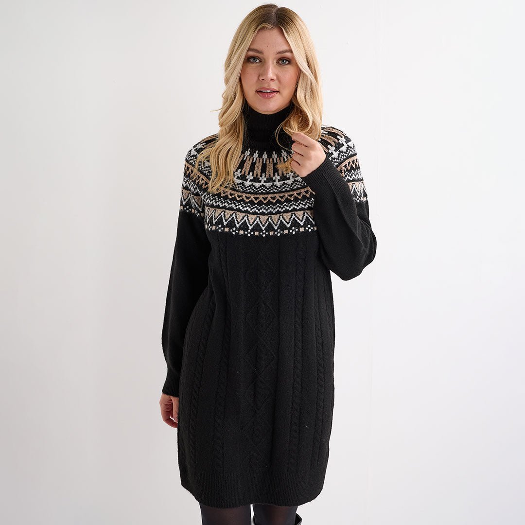 Ladies Black Fairisle Dress from You Know Who's