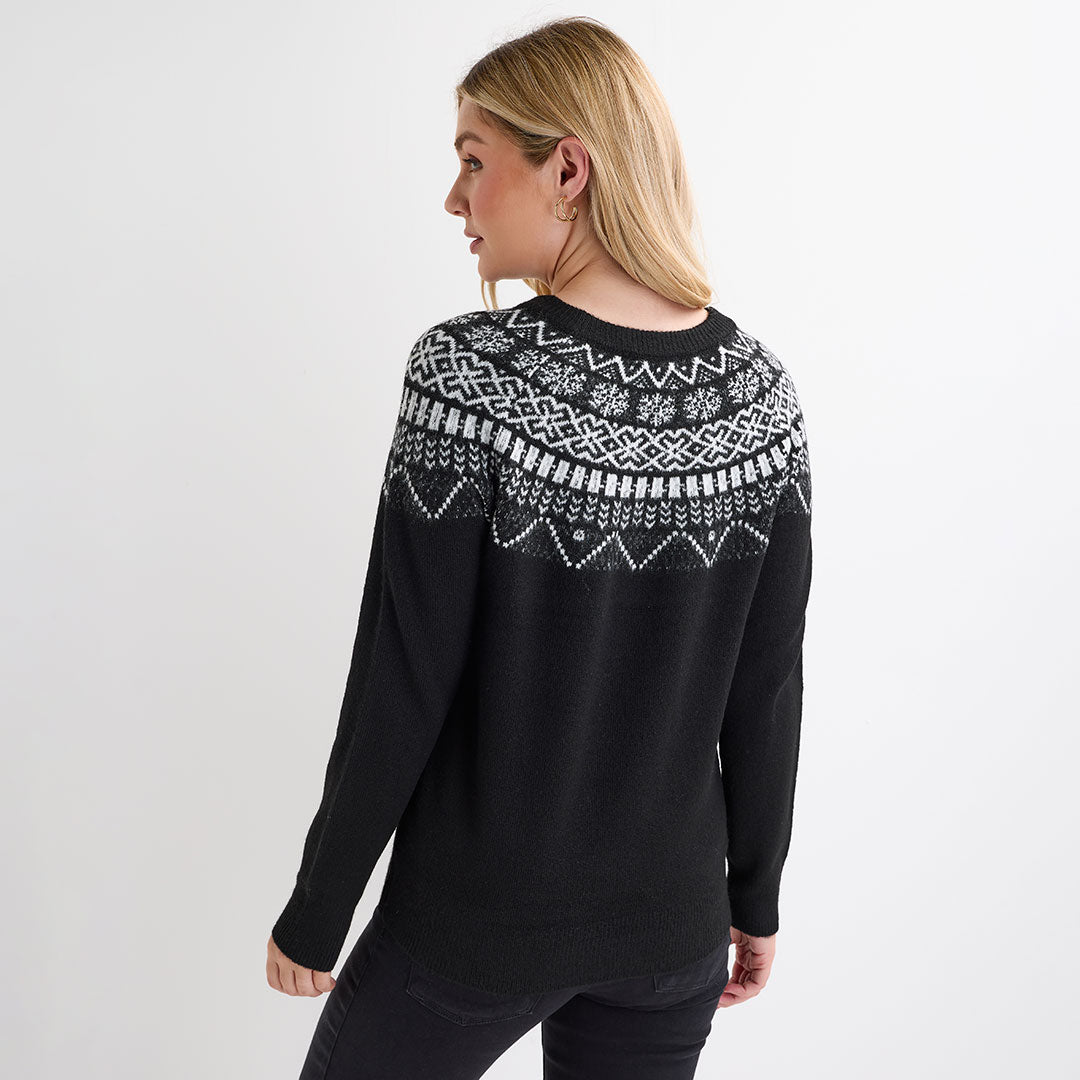 Ladies Black Fairisle Jumper from You Know Who's