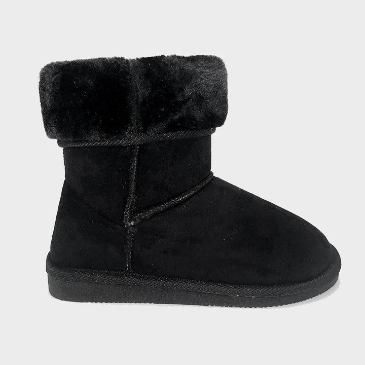 Ladies Black Faux Fur Turnover Ankle Boot from You Know Who's