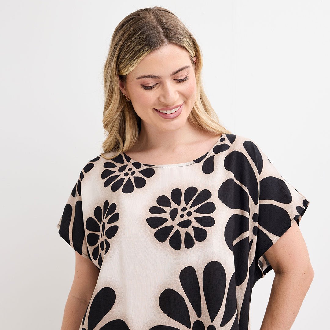 Ladies Black Floral Printed Top from You Know Who's