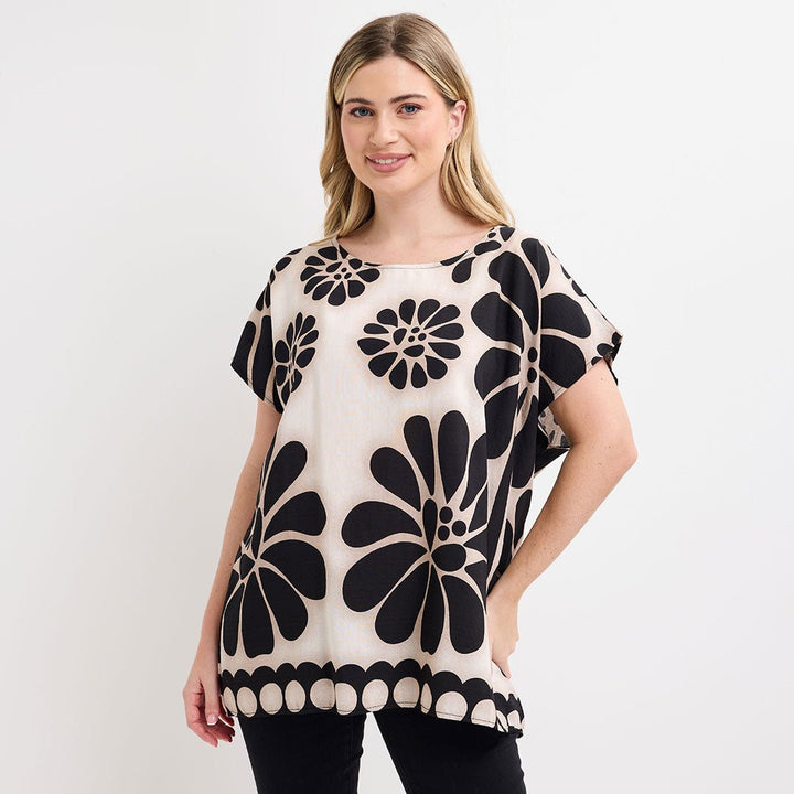 Ladies Black Floral Printed Top from You Know Who's