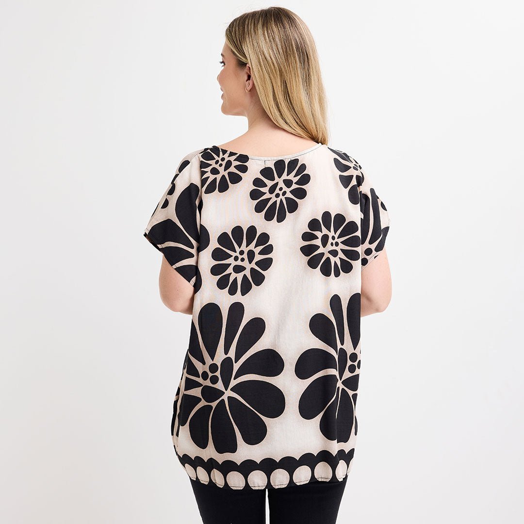 Ladies Black Floral Printed Top from You Know Who's